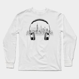 Music Headphone City Rhyme Wonderful Vibes Vector Graphic Long Sleeve T-Shirt